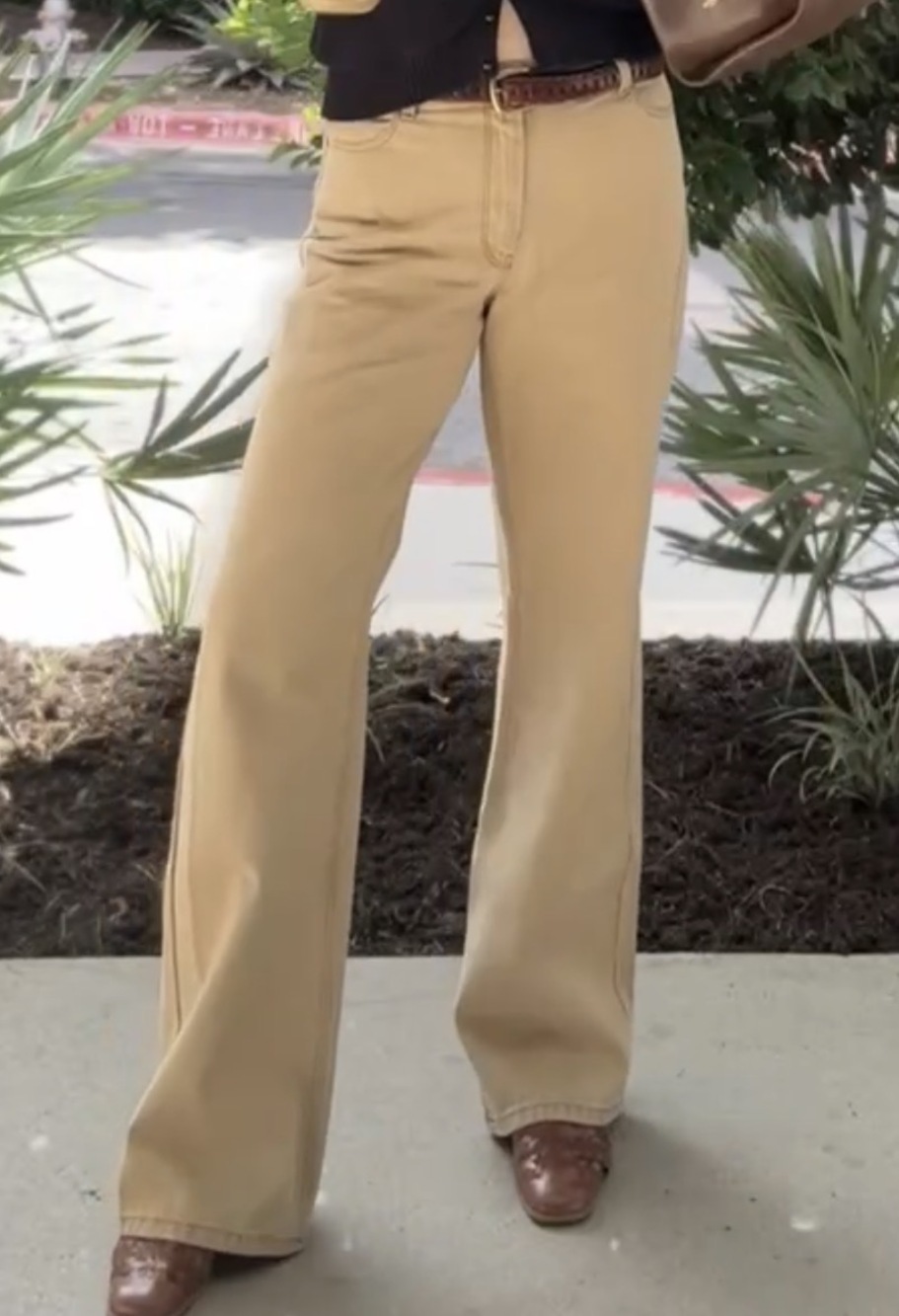 Sezane The Wide Leg Trousers Latte - Size 42